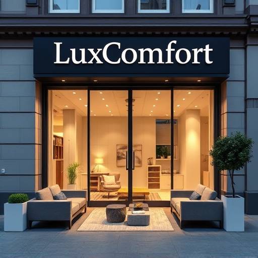 Exterior view of the LuxComfort Furniture office building in San Francisco